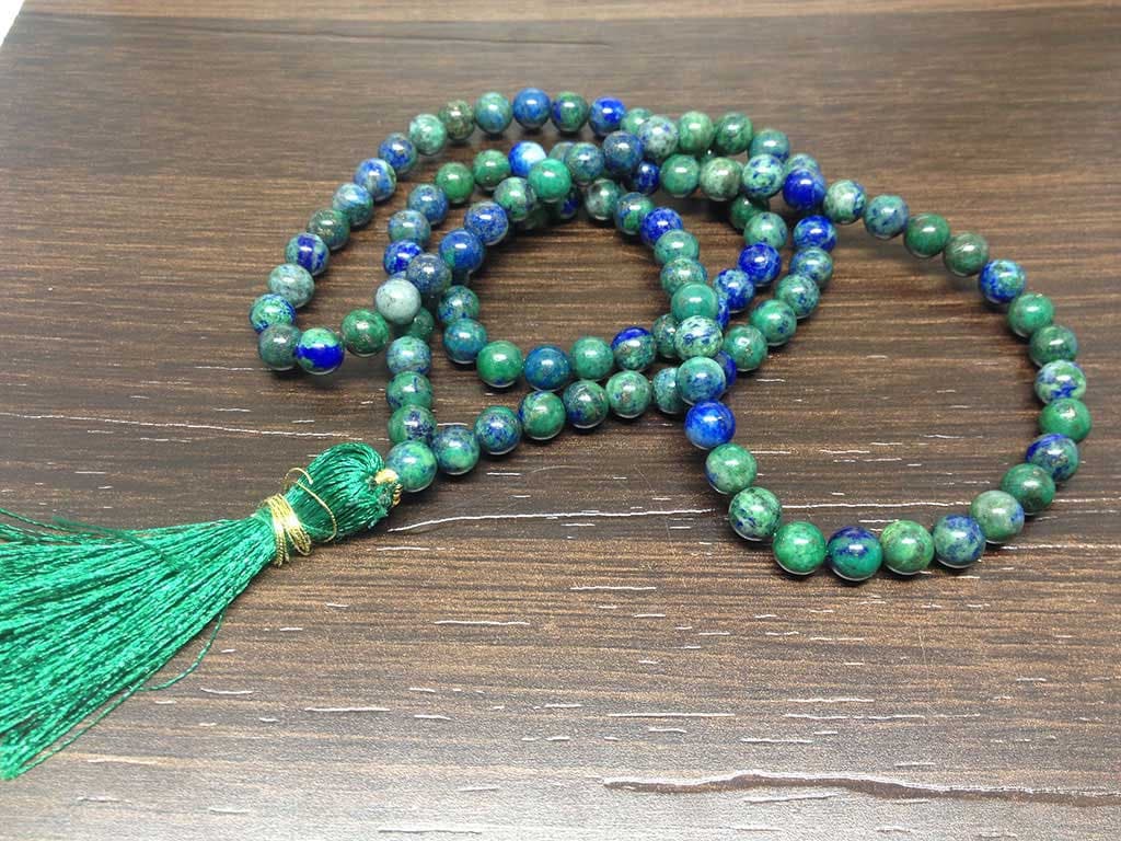 One (1) Natural 6mm Chrysocolla Mala With 108 Prayer Beads Perfect For Mediation Chrysocolla Prayer Mala Necklace ~ JP118