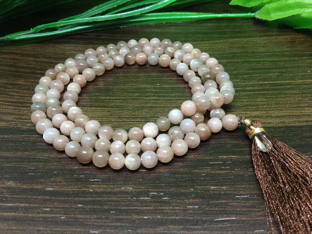 One (1) Natural 6mm Sunstone Mala With 108 Prayer Beads Perfect For Mediation Sunstone Prayer Mala Necklace ~ JP166