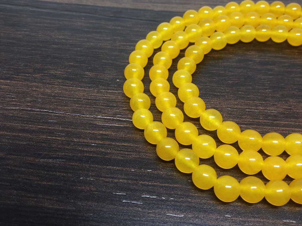 One (1) Natural 6mm Yellow Jade Mala With 108 Prayer Beads Perfect For Mediation Yellow Jade Prayer Mala Necklace ~ JP173