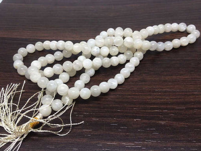 One (1) Natural 8mm White Rainbow Moonstone Mala With 108 Prayer Beads Perfect For Mediation Prayer Mala Necklace ~ JP546