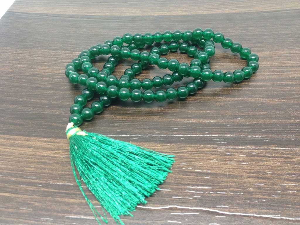 Natural Green Jade Beads Mala - 108 Prayer Beads For Mediation