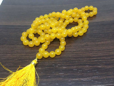 One (1) Natural 8mm Yellow Jade Mala With 108 Prayer Beads For Mediataion Tibetan mala Jap Mala Prayer Mala Neckles ~ JP548