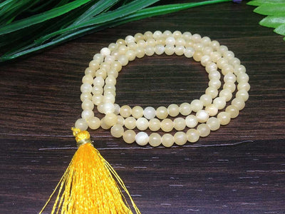 One (1) Natural 6mm Honey Calcite Mala With 108 Prayer Beads Perfect For Mediation Honey Calcite mala ~ Honey Calcite Necklace ~ JP130