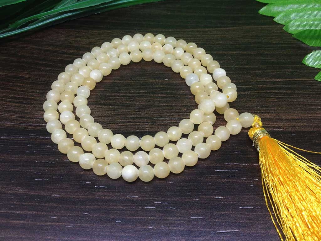 One (1) Natural 6mm Honey Calcite Mala With 108 Prayer Beads Perfect For Mediation Honey Calcite mala ~ Honey Calcite Necklace ~ JP130