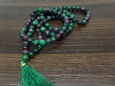 One (1) Natural 8mm Ruby Zoisite Mala With 108 Prayer Beads perfect For Mediation Ruby Zoisite Jap Mala Necklace ~ JP536