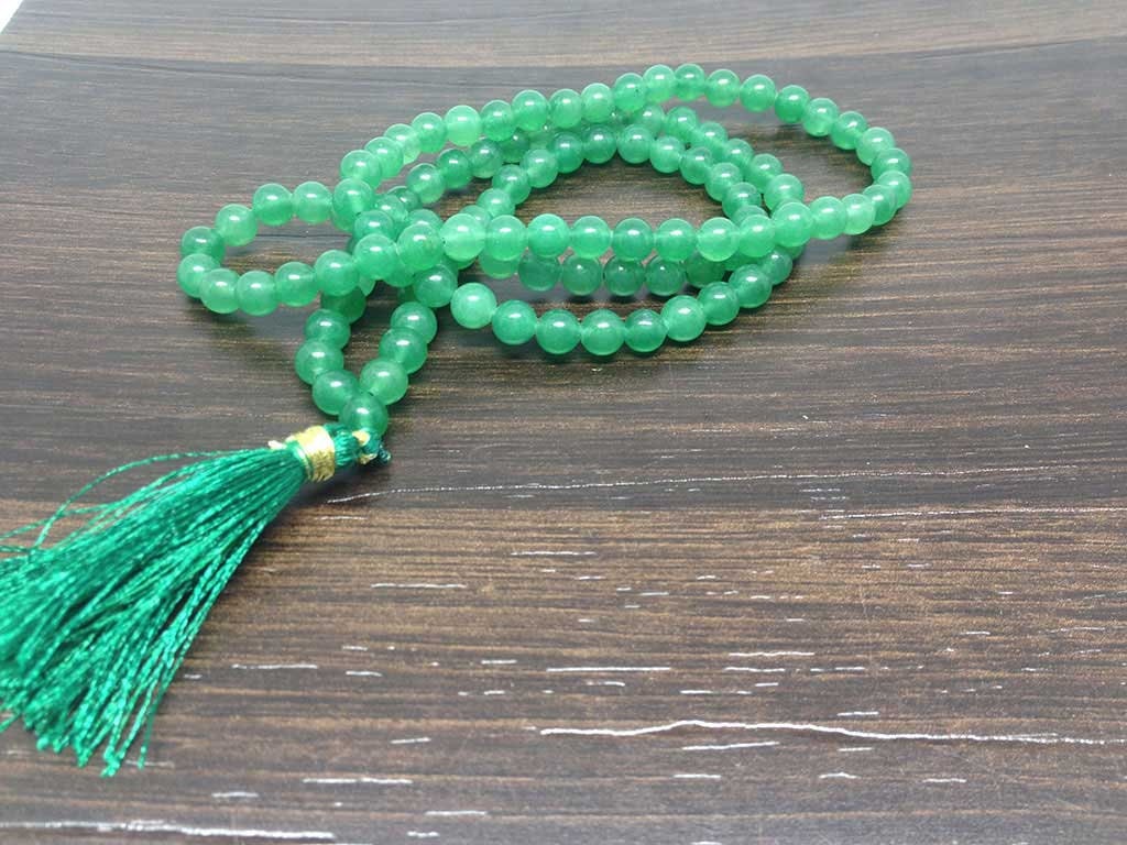 One (1) Natural 6mm Green Aventurine Mala With 108 Prayer Beads For Mediation Green Aventurien Jap Mala