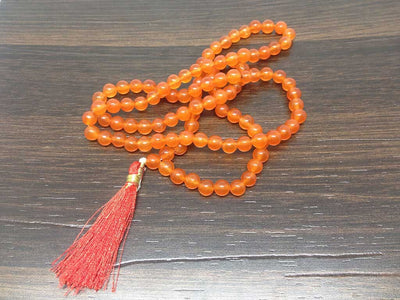 One (1) Natural 8mm Carnelian Mala With 108 Prayer Beads perfect For Mediation Carnelian Jap Mala Necklace