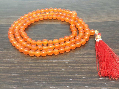 One (1) Natural 8mm Carnelian Mala With 108 Prayer Beads perfect For Mediation Carnelian Jap Mala Necklace