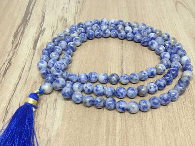 One (1) Natural 6mm Sodalite Mala With 108 Prayer Beads Perfect For Mediation Sodalite Jap mala ~ Mala Necklace ~ JP165