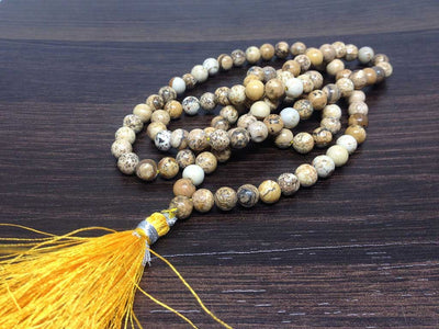 One (1) Natural 6mm Picture Jasper Mala With 108 Prayer Beads Perfect For Mediation Picture Jasper Jap mala ~ Mala Necklace ~ JP148