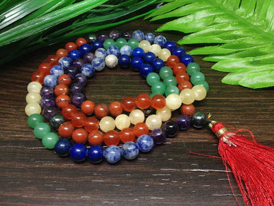 One (1) Natural 8mm 7 Chakra Mala With 108 Prayer Beads Perfect For Mediation Tibetan Mala Jap Mala Jap mala ~ Mala Necklace ~ JP509