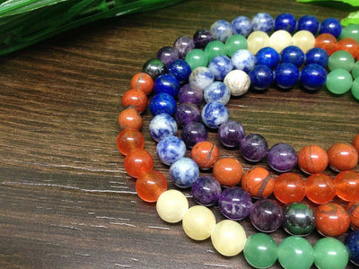 One (1) Natural 8mm 7 Chakra Mala With 108 Prayer Beads Perfect For Mediation Tibetan Mala Jap Mala Jap mala ~ Mala Necklace ~ JP509