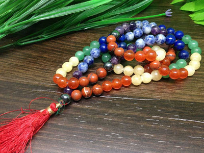 One (1) Natural 8mm 7 Chakra Mala With 108 Prayer Beads Perfect For Mediation Tibetan Mala Jap Mala Jap mala ~ Mala Necklace ~ JP509