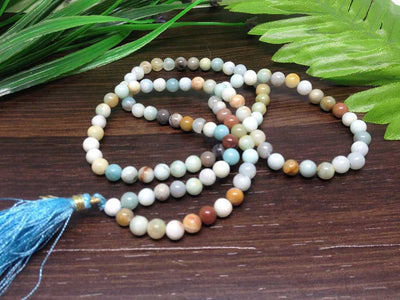 One (1) Nicely Hand Crafted 6mm Amazonite Mala With 108 Prayer Beads For Mediation Amazonite Jap Mala ~ JP101