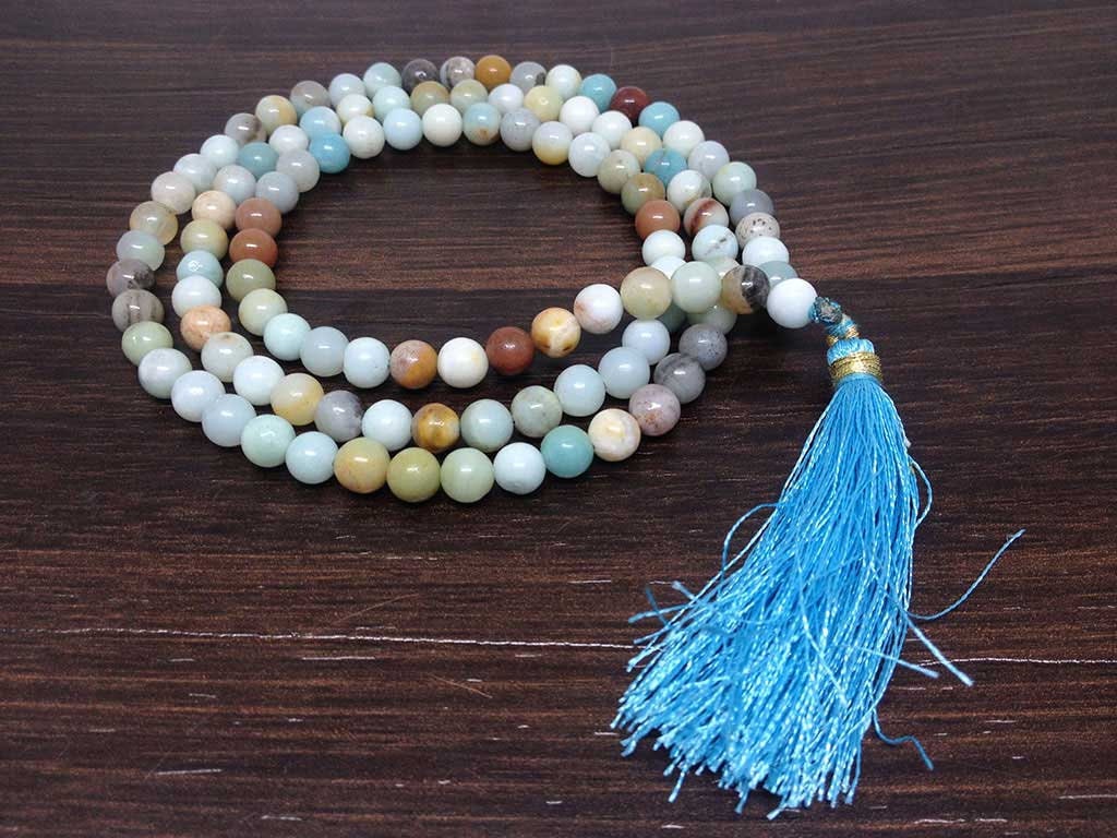 One (1) Nicely Hand Crafted 6mm Amazonite Mala With 108 Prayer Beads For Mediation Amazonite Jap Mala ~ JP101