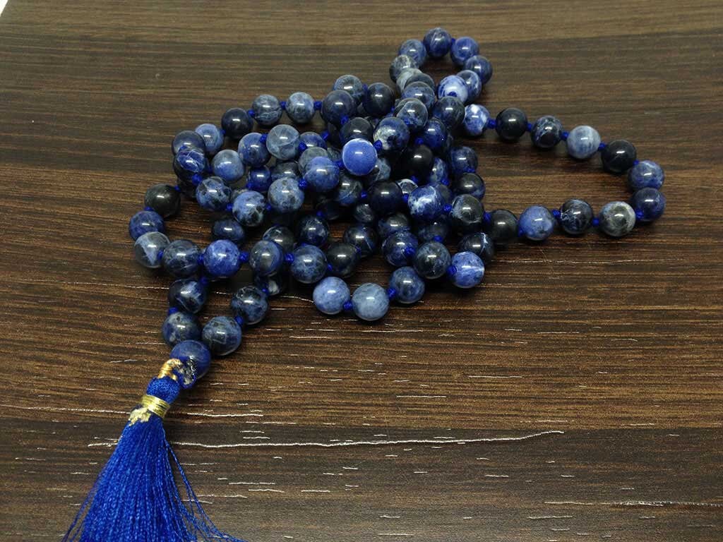 One (1) Natural 8mm Sodalite Mala With 108 Prayer Beads Perfect For Mediation Tibetan Mala Jap Mala Jap mala ~ Mala Necklace ~ JP539