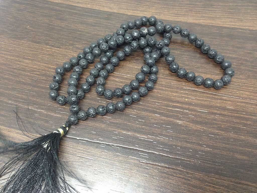 One (1) Natural 6mm Lava Beads Mala With 108 Prayer Beads For Mediation Lava Jap Mala ~ JP140