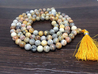 One (1) Natural 8mm Crazy Lace Agate Mala With 108 Prayer Beads Perfect For Mediation Tibetan Mala Jap Mala Jap mala ~ Mala Necklace ~ JP515