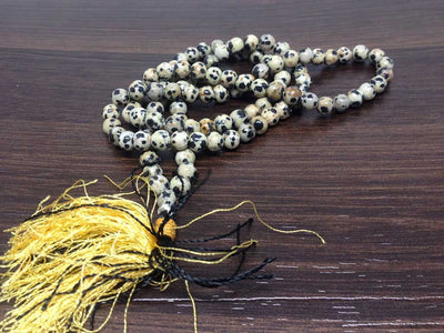 One (1) Natural 6mm Dalmatian Jasper Mala With 108 Prayer Beads For Mediation Dalmatian Jasper Jap Mala ~ JP122