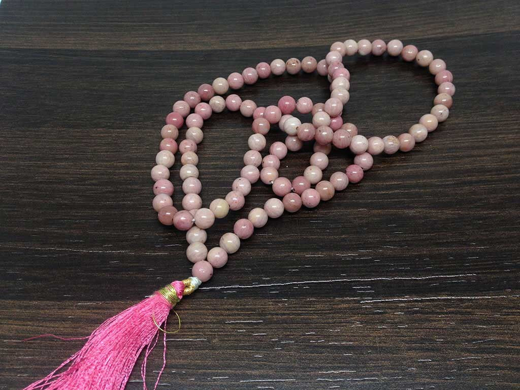 Un (1) Mala Rhodochrosite naturel de 6 mm avec 108 perles de prière, mala de prière spirituelle Rhodochrosite Rhodochrosite ~ JP156