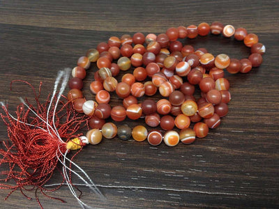 One (1) Natural 8mm Red Sulemani Agate Mala With 108 Prayer Beads Perfect For Mediation Red Sulemani Agate Mala Necklace ~ JP533