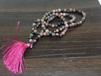 One (1) Natural 6mm Rhodonite Jap Mala With 108 Prayer Beads Perfect For Mediation Spiritual Prayer mala Rhodonite ~ JP157