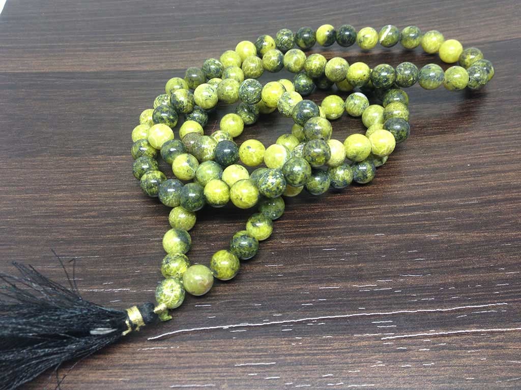 One (1) Natural 8mm Serpentine Mala With 108 Prayer Beads Perfect For Mediation Tibetan mala Jap mala Prayer Mala Necklace ~ JP538