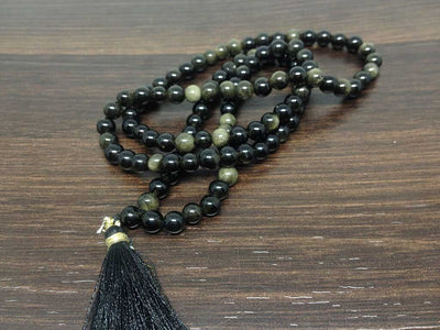 One (1) Natural 6mm Rainbow Black obsidian Mala With 108 Prayer Beads Perfect For Mediation Jap mala Prayer mala Necklace ~ JP150