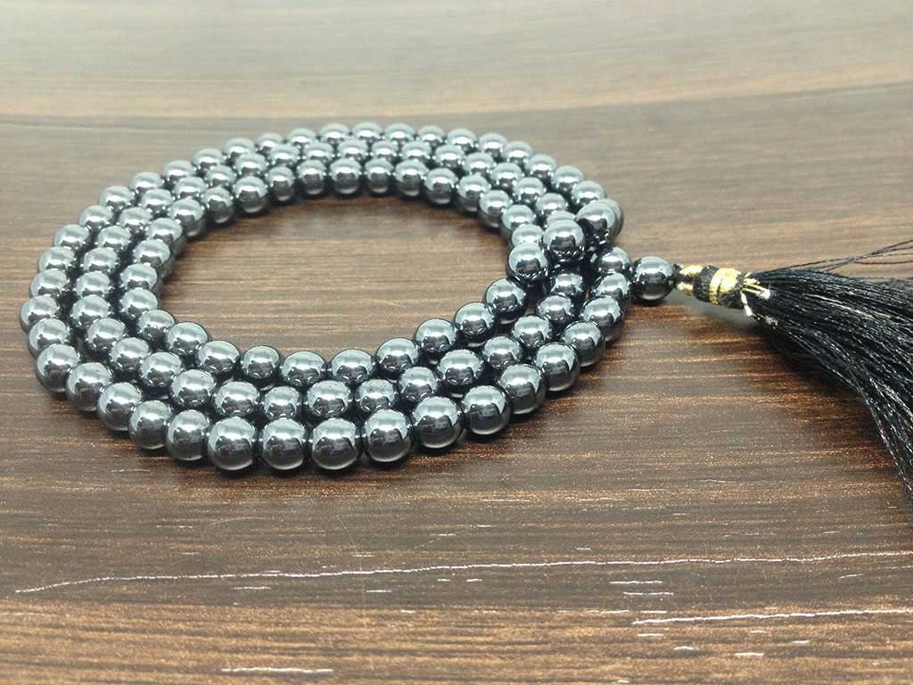 One (1) Natural 6mm Hematite Mala With 108 Prayer Beads Perfect For Mediation Hematite Prayer Mala Necklace ~ JP128