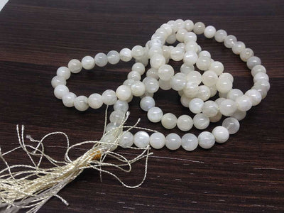 One (1) Natural 8mm White Rainbow Moonstone Mala With 108 Prayer Beads Perfect For Mediation Prayer Mala Necklace ~ JP546