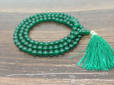 Natural Green Jade Beads Mala - 108 Prayer Beads For Mediation