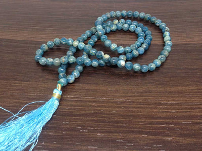 One (1) Natural 6mm Apatite Mala With 108 Prayer Beads Perfect For Mediation Apatite mala With 108 Pryayer Bead ~ JP105