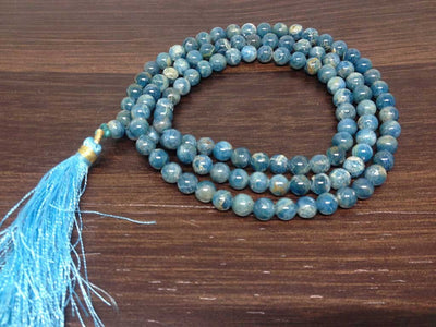 One (1) Natural 6mm Apatite Mala With 108 Prayer Beads Perfect For Mediation Apatite mala With 108 Pryayer Bead ~ JP105