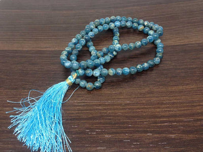 One (1) Natural 6mm Apatite Mala With 108 Prayer Beads Perfect For Mediation Apatite mala With 108 Pryayer Bead ~ JP105