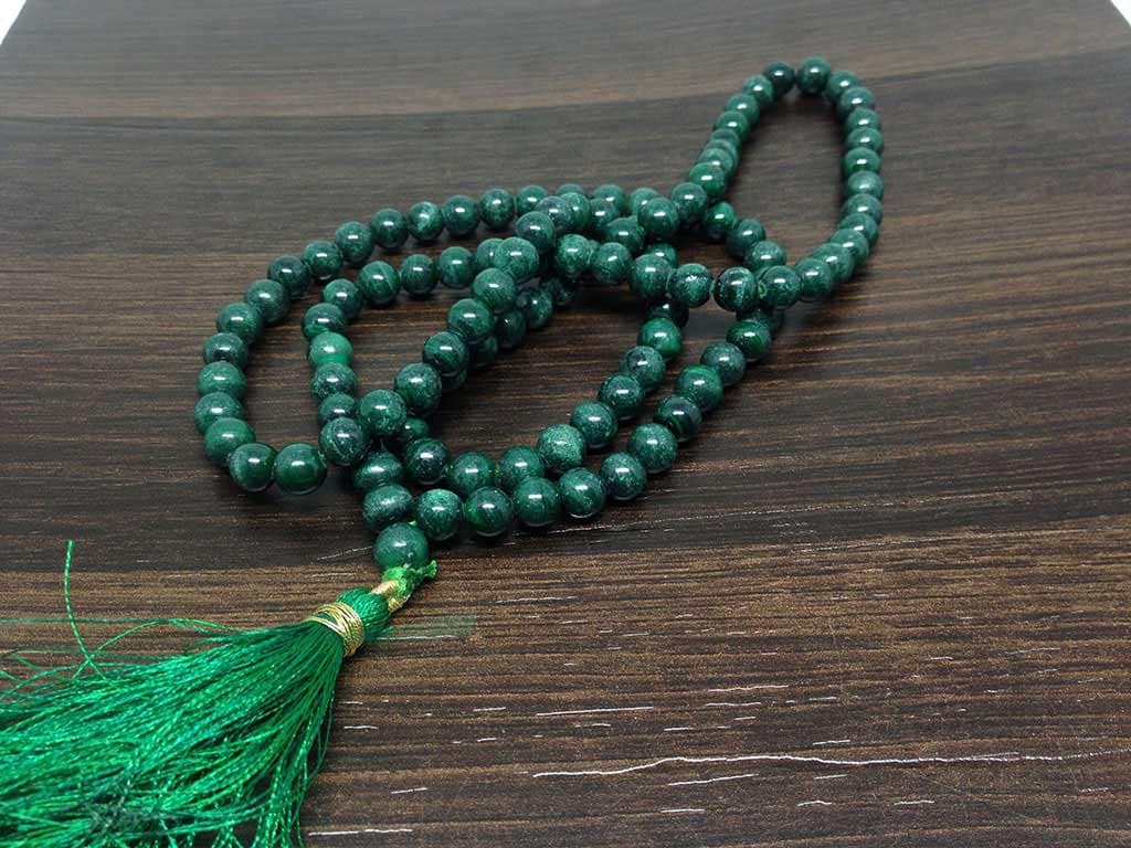 One (1) Natural 7mm (AAA) Malachite Mala With 108 Prayer Beads Perfect For Mediation Malachite Jap Mala Necklace ~ JP12