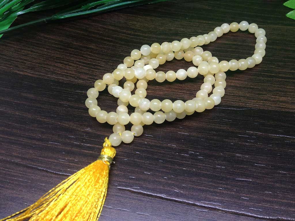 One (1) Natural 6mm Honey Calcite Mala With 108 Prayer Beads Perfect For Mediation Honey Calcite mala ~ Honey Calcite Necklace ~ JP130