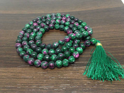 One (1) Natural 8mm Ruby Zoisite Mala With 108 Prayer Beads perfect For Mediation Ruby Zoisite Jap Mala Necklace ~ JP536