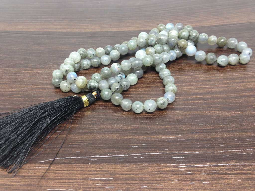 One (1) Natural 6mm Labradorite Mala With 108 Prayer Beads For Mediation Labradorite Jap Mala ~ JP135