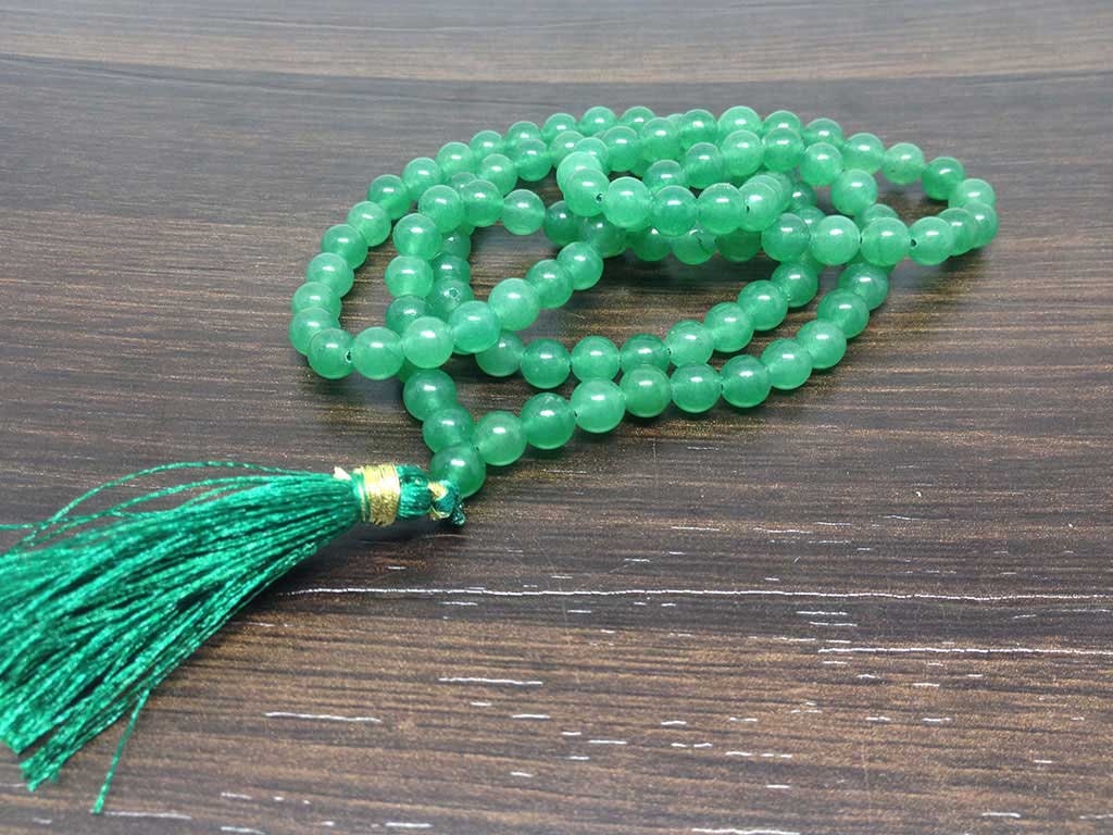 One (1) Natural 6mm Green Aventurine Mala With 108 Prayer Beads For Mediation Green Aventurien Jap Mala