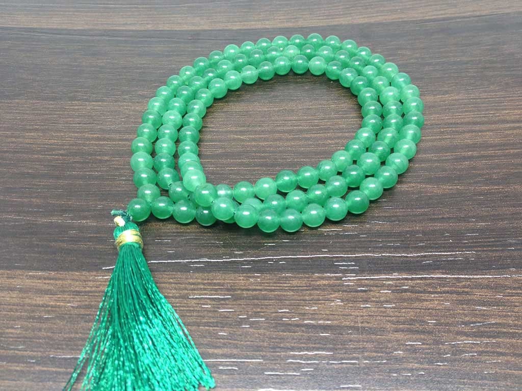 One (1) Natural 6mm Green Aventurine Mala With 108 Prayer Beads For Mediation Green Aventurien Jap Mala