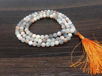 One (1) Natural 6mm Moonstone Mala With 108 Prayer Beads Perfect For Mediation Moonstone Jap mala ~ Mala Necklace ~ JP142