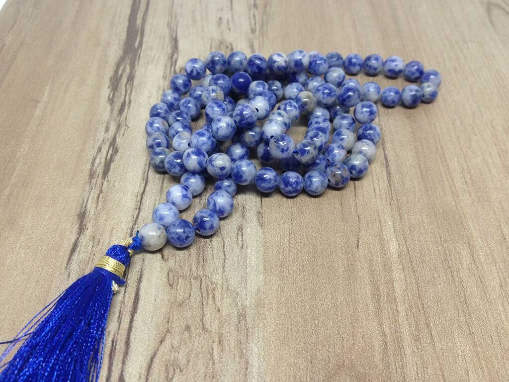 One (1) Natural 6mm Sodalite Mala With 108 Prayer Beads Perfect For Mediation Sodalite Jap mala ~ Mala Necklace ~ JP165