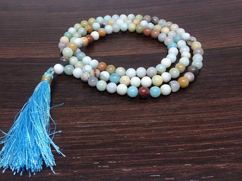 One (1) Nicely Hand Crafted 6mm Amazonite Mala With 108 Prayer Beads For Mediation Amazonite Jap Mala ~ JP101