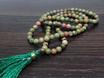 One (1) Natural 6mm Unakite Mala With 108 Prayer Beads For Mediation Unakite Jap Mala ~ JP172