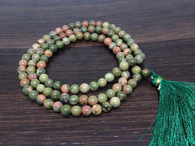 One (1) Natural 6mm Unakite Mala With 108 Prayer Beads For Mediation Unakite Jap Mala ~ JP172