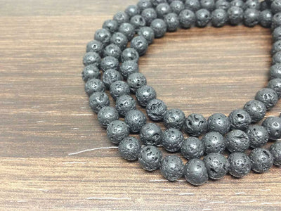 One (1) Natural 6mm Lava Beads Mala With 108 Prayer Beads For Mediation Lava Jap Mala ~ JP140