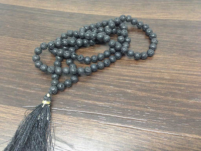 One (1) Natural 6mm Lava Beads Mala With 108 Prayer Beads For Mediation Lava Jap Mala ~ JP140