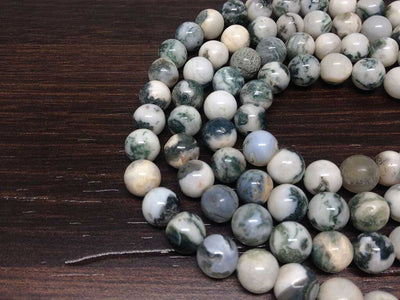 One (1) Natural 8mm Tree Agate Tibetan Jap Mala With 108 Prayer Beads Perfect For Mediation Spiritual Well Being ~ JP542