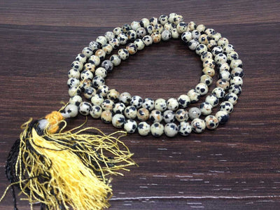 One (1) Natural 6mm Dalmatian Jasper Mala With 108 Prayer Beads For Mediation Dalmatian Jasper Jap Mala ~ JP122