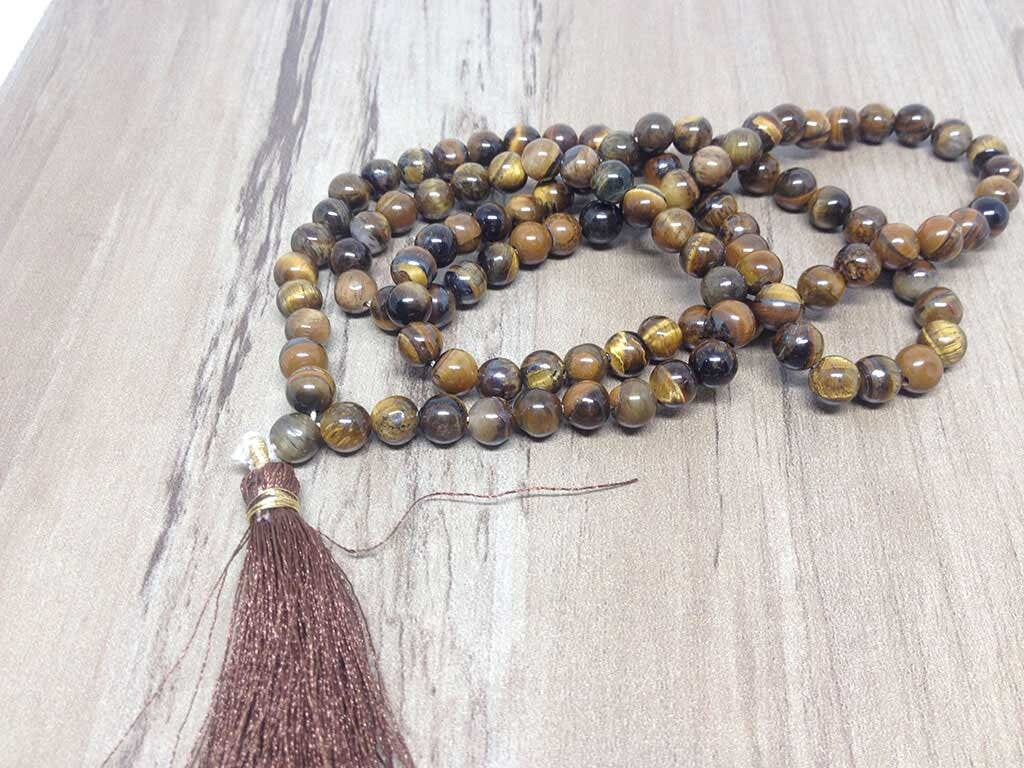 One (1) Nicely Hand Crafted 6mm Tiger Eye mala With 108 Prayer Beads Perfect For Meditation Tiger Eye jap Mala Prayer Mala Tiger Eye ~ JP169